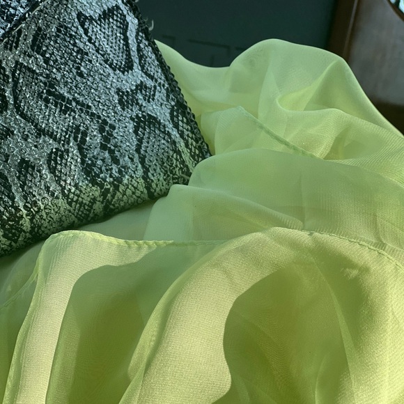 MacDuggal chartreuse ruffle ball gown - Picture 4 of 4